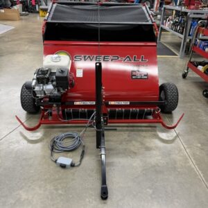 Sweep-All PSM2548-Red Tow Behind Sweeper w/ Elec Throttle, Dethatcher bar